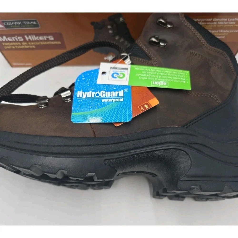 Mens Brown Leather Sneakers 10.5 W Ozark Trail Hiking Shoes NEW